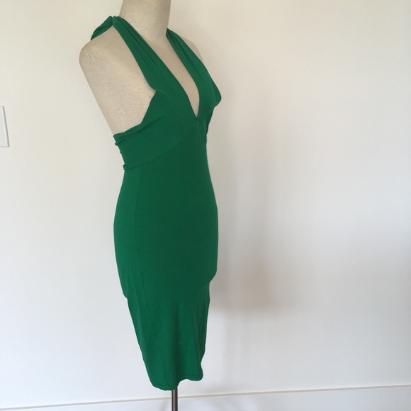 AMERICAN APPAREL ~ green vneck body con dress - Picture 3 of 6